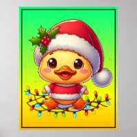 Cute Christmas Duck Cartoon Santa-68362