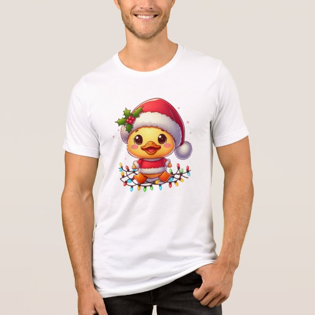 Cute Christmas Duck Cartoon Santa-68362 Tri-Blend Shirt (Front)