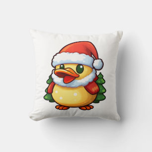 Cute Christmas Duck in Santa hat Cushion