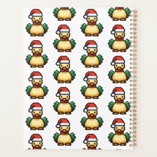 Cute Christmas Duck in Santa hat Pixel art Planner