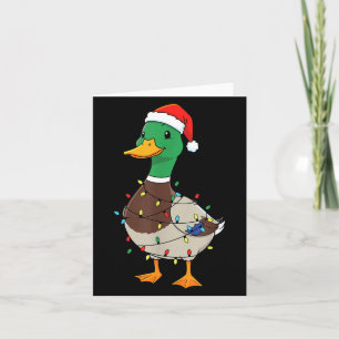 Cute Christmas Duck Mallard With Xmas Lights  Card
