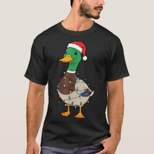 Cute Christmas Duck Mallard With Xmas Lights T-Shirt