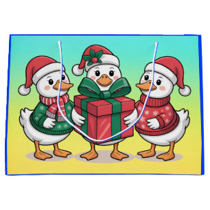 Cute Christmas Ducks Cartoon Art-68105 Large Gift Bag