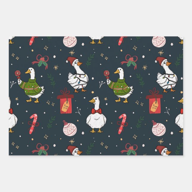 Cute Christmas Ducks Gift Wrap (Front)