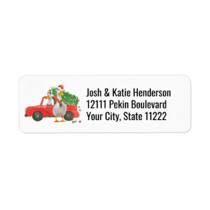 Cute Christmas Ducks Red Vintage Truck Return Address Label