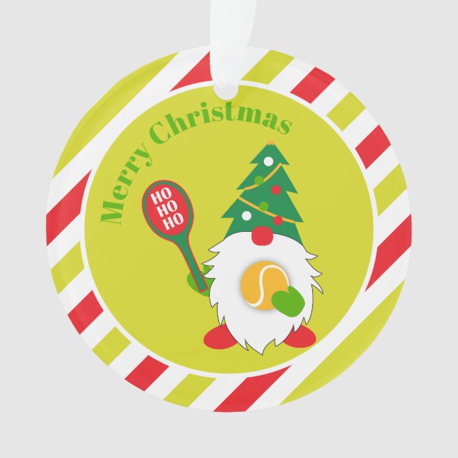 🎾Cute Christmas Dwarf with tennis ball   Ornament (Front)
