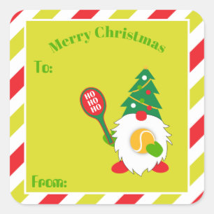 🎾Cute Christmas Dwarf with tennis ball Square Sticker