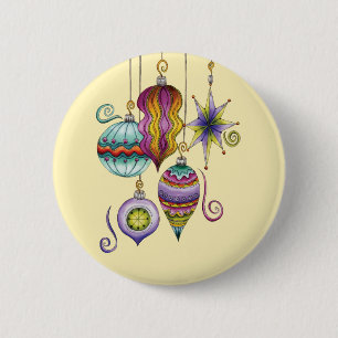 Cute Christmas, Elegant and Fancy Glass Ornaments 6 Cm Round Badge