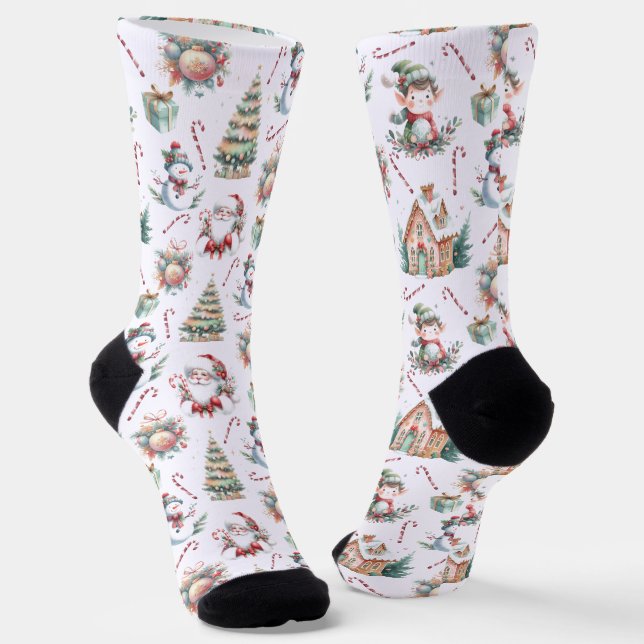 Cute Christmas Elements Socks (Angled)