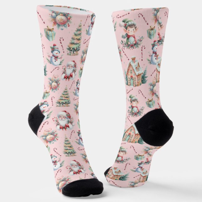 Cute Christmas Elements Socks (Angled)