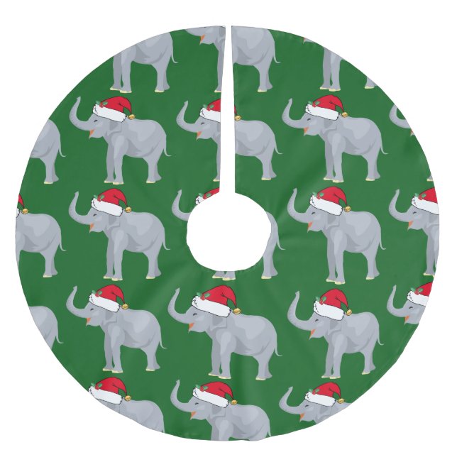 Cute Christmas Elephant Brushed Polyester Tree Skirt (Front)