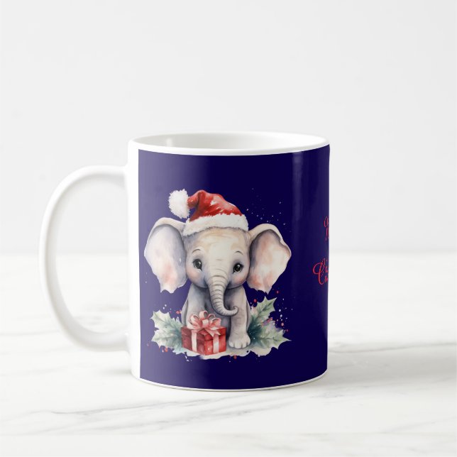 Cute Christmas Elephant Coffee Mug (Left)