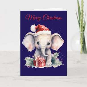 Cute Christmas Elephant Holiday Card