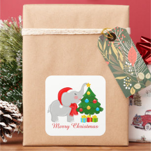 Cute Christmas elephant tree add message sticker