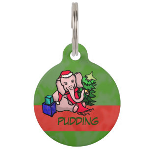 Cute Christmas Elephant with Name for Diabetic Pet Tag