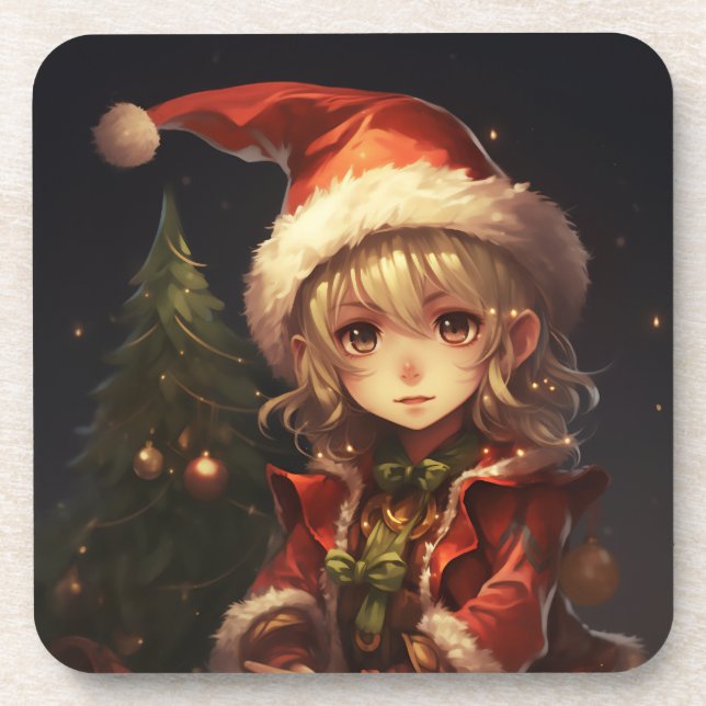 Cute Christmas Elf Coaster (Front)