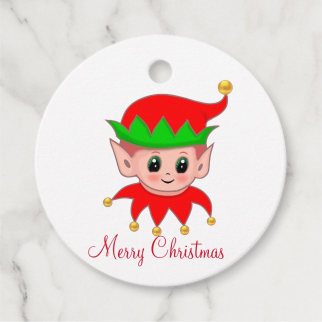 Cute Christmas Elf Favour Tags (Front)