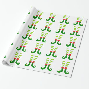 Cute Christmas Elf Feet Wrapping Paper