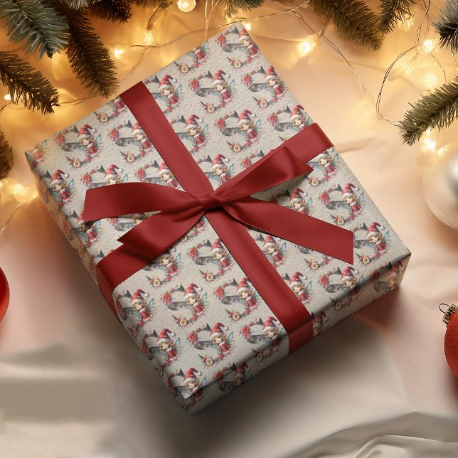 Cute Christmas Elf Festive Letter S Wrapping Paper (Creator Uploaded)
