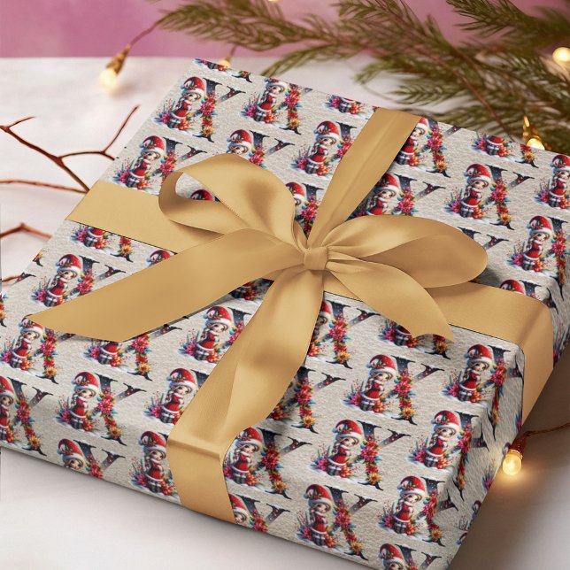 Cute Christmas Elf Festive Letter X Wrapping Paper (Creator Uploaded)