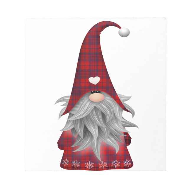 Cute Christmas Elf Gnome Notepad (Front)
