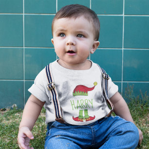 Cute Christmas Elf Personalised  Baby T-Shirt