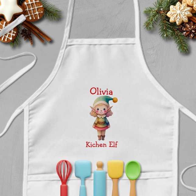 Cute Christmas Elf Personalised Kids Apron (Creator Uploaded)