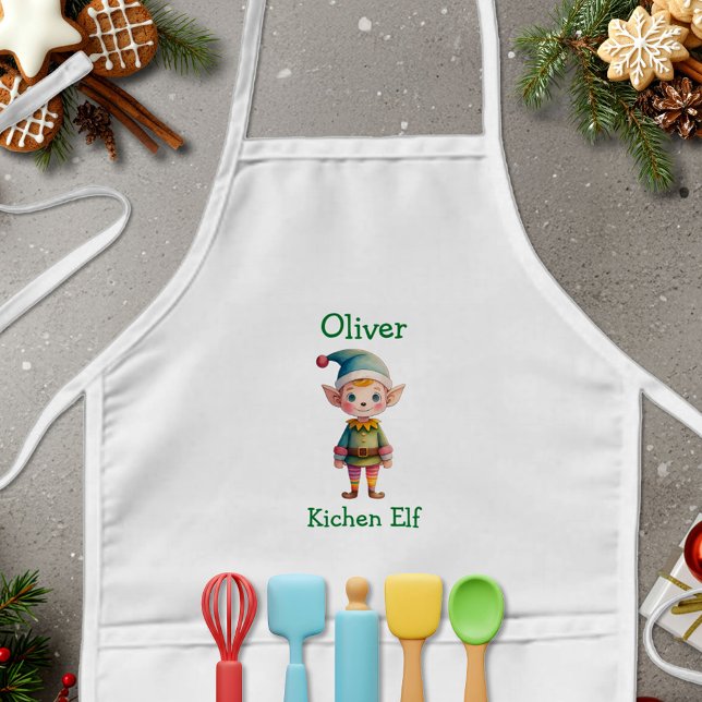 Cute Christmas Elf Personalised Kids Apron (Creator Uploaded)