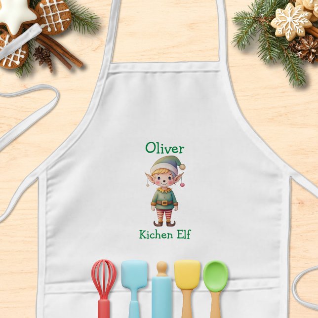 Cute Christmas Elf Personalised Kids Apron (Creator Uploaded)