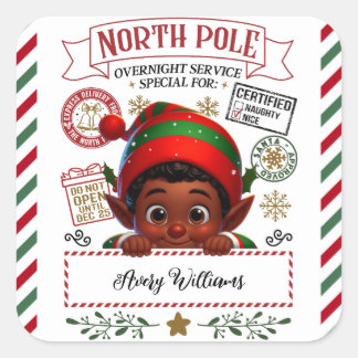 Cute Christmas Elf Special Delivery From Santa Square Sticker