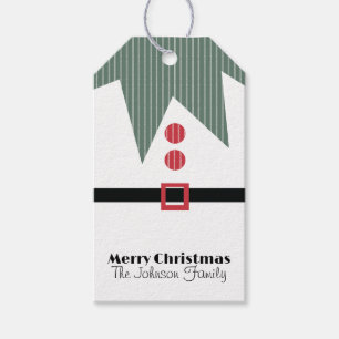Cute Christmas Elf Suit Family Gift Tags