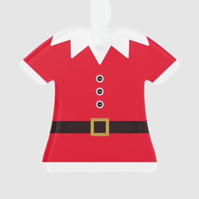 Cute Christmas Elf Suit Figurine Personalised Ornament (Front)