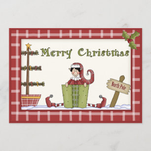 Cute Christmas Elf with Present Party Invitation