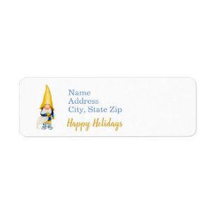 Cute Christmas Elf with Yellow Cap, Happy Holidays Return Address Label