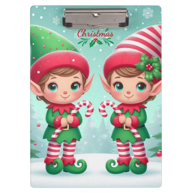 Cute Christmas elves  Clipboard (Front)