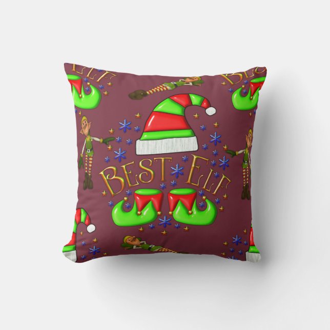 Cute Christmas Elves Cushion (Front)