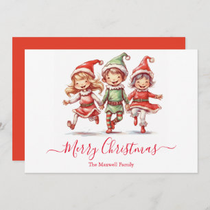 Cute Christmas elves Holiday Card