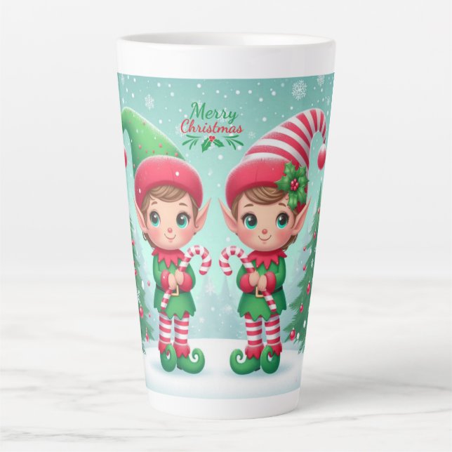 Cute Christmas elves  Latte Mug (Front)