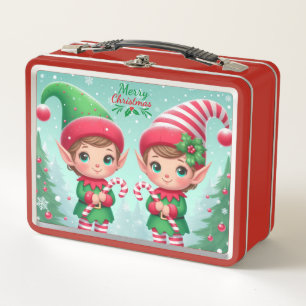 Cute Christmas elves  Metal Lunch Box