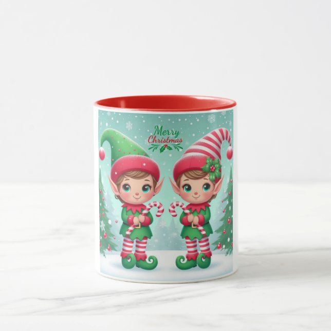 Cute Christmas elves  Mug (Center)