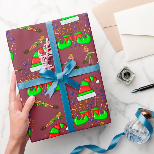 Cute Christmas Elves Wrapping Paper (Creator Uploaded)