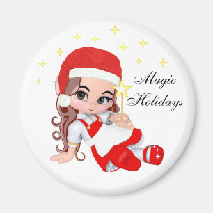 Cute Christmas Fairy Angel & Stars Magnet