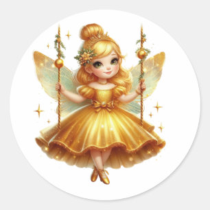 Cute Christmas fairy Classic Round Sticker