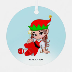Cute Christmas Fairy Elf Metal Tree Decoration