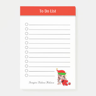 Cute Christmas Fairy Elf To Do List Post-it Notes