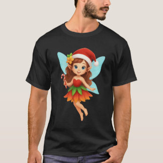 Cute Christmas Fairy Illustration Adorable Holiday T-Shirt