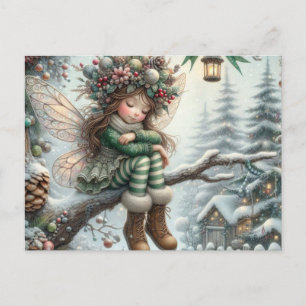 Cute Christmas Fairy, Winter, Holiday Postcard