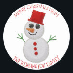 Cute Christmas Felt Snowman Envelope Seals<br><div class="desc">Cute Christmas Felt Snowman Envelope Seals Stickers A cute, rustic faux felt snowman in a festive red hat. Easy to customise with text, fonts, and colours. Created by Zazzle pro designer BK Thompson © exclusively for Kate’s Creations; please contact us if you need assistance, have questions, or would like to...</div>