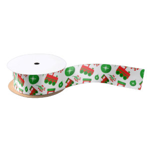 Cute Christmas Festive Tractor, Berries, Ornament  Satin Ribbon