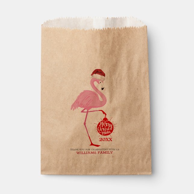 Cute Christmas flamingos and typography Favour Bag (Front)